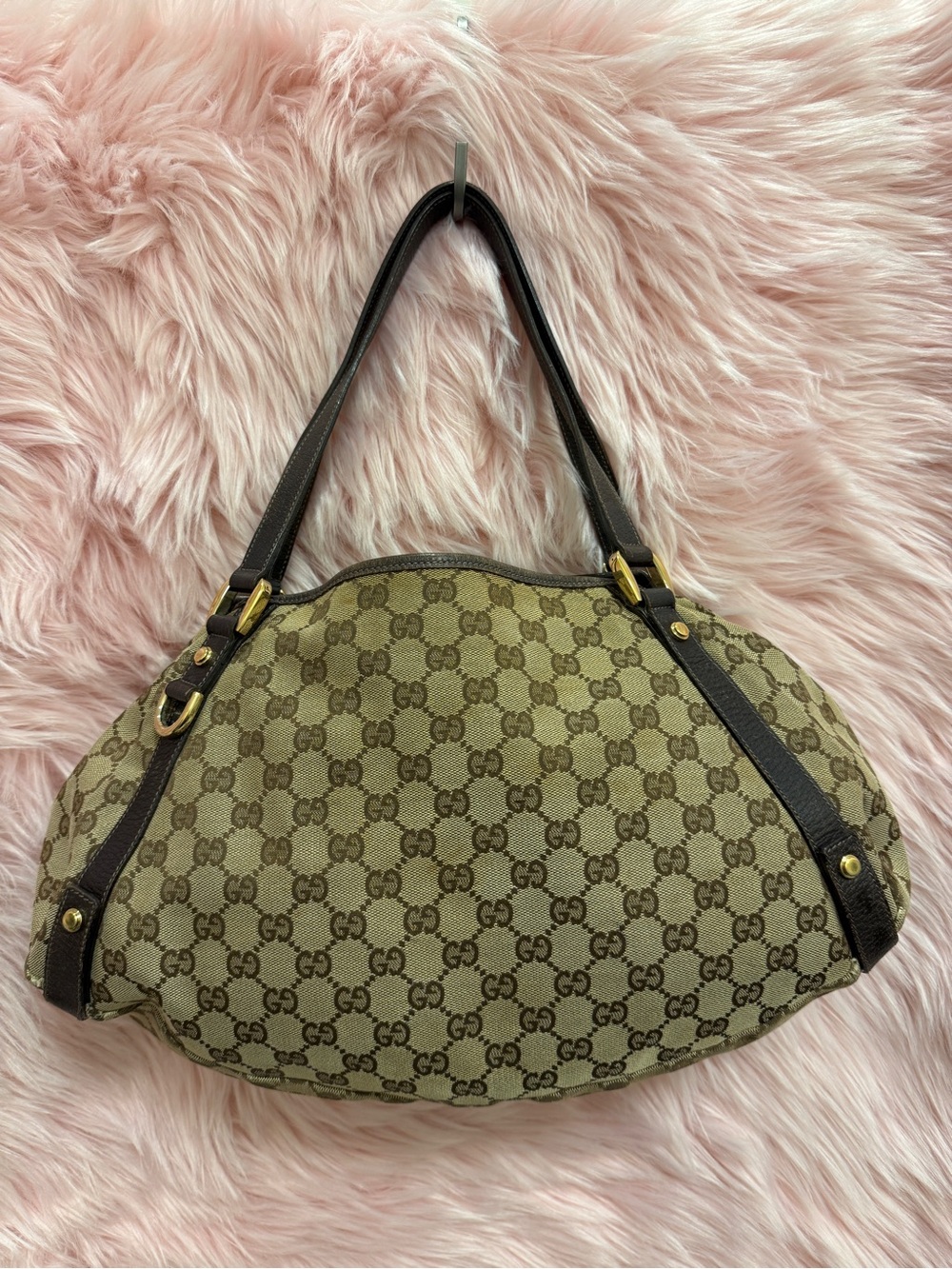 Gucci Beige and Brown GG Canvas Shoulder Bag